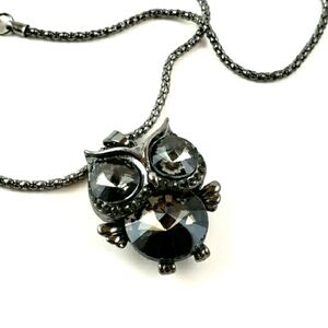 NEW Austrian Crystal Women's Gray Owl Pendant Necklace